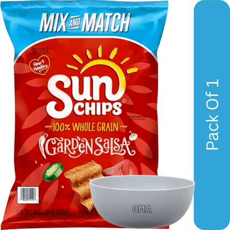 SunChips Garden Salsa Whole Grain Snacks, 12.25 oz,With Olive White Bowl By OMA