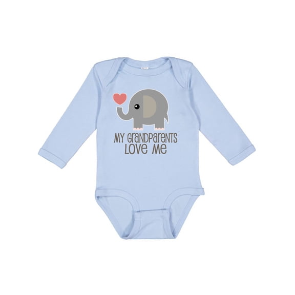 Inktastic My Grandparents Love Me Elephant Boys or Girls Long Sleeve Baby Bodysuit