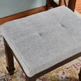thumbnail image 6 of JESONVID Solid Wood Upholstered Vanity Bench, Fabric Tufted Foot Stool Small Vintage Ottoman with Padded Cushion Seat Carved Footrest Rustic Legs for Bedroom Living Room Dark Grey 318LG, 6 of 8