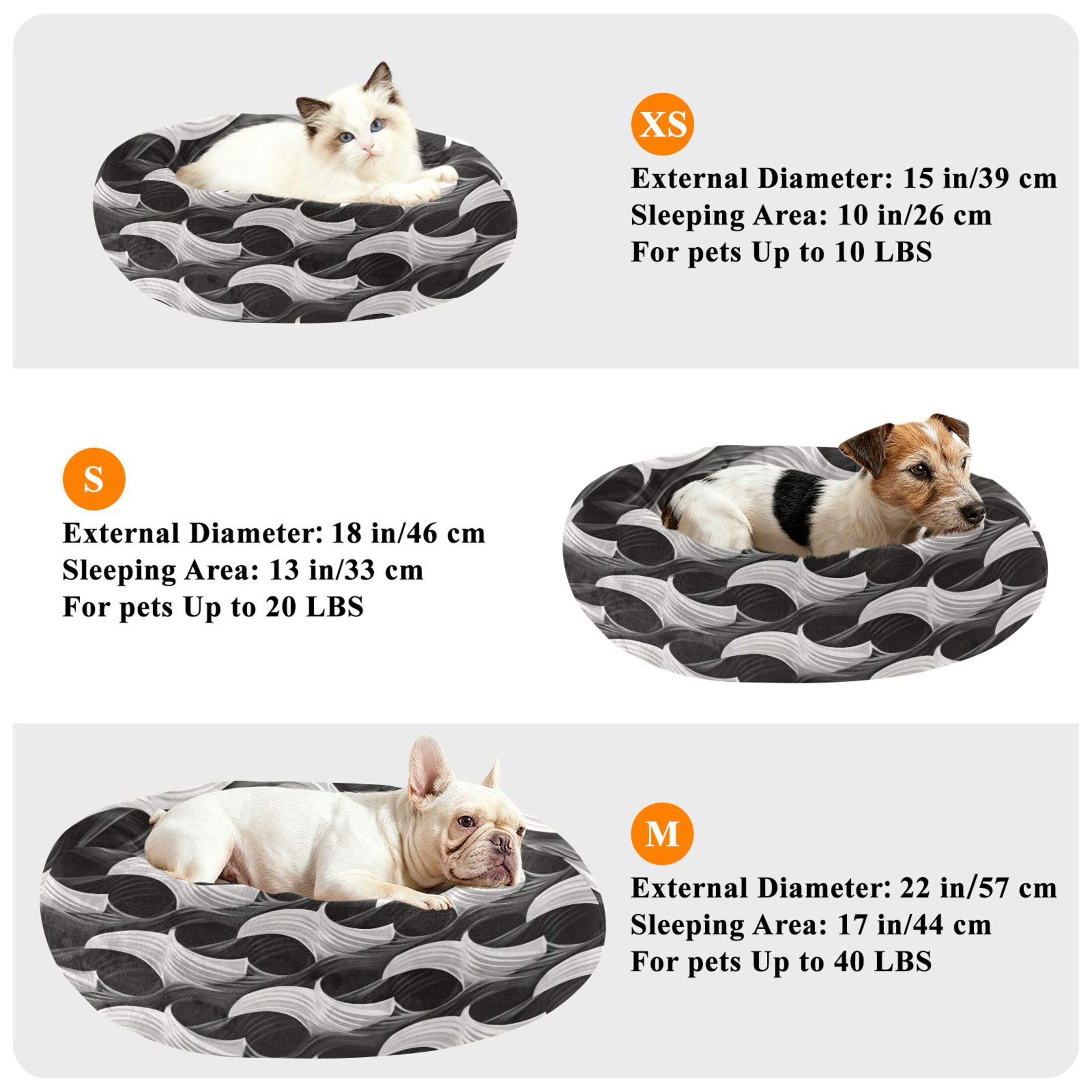 Iauyy Pet Couch Donut Cat Bed for Indoor Cats/Small Dogs Washable & Machine with Non-slip Bottom Calming Cat Furniture, Shapes Overlap Each Other (S)