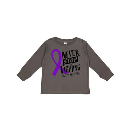 

Inktastic Never Stop Fighting Epilepsy Awareness Purple Ribbon Boys or Girls Long Sleeve Toddler T-Shirt