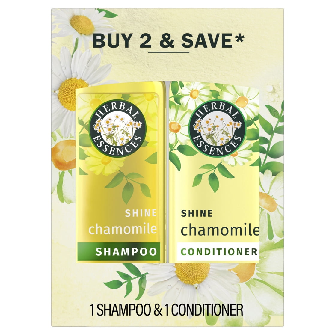 (4 pack) Herbal Essences Shine Collection Chamomile Shampoo & Conditioner Set, 27 oz, Mineral Oil Free