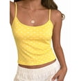 thumbnail image 2 of Women'S Polka Dot Print Sleeveless Form Fitting Casual Tank Top Yellow Polka Dots L, 2 of 9