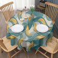 thumbnail image 3 of Teal Gold Marble Pattern Round Tablecloth 60"x60",Wrinkle Wipeable Table Cloth for Kitchen Dining Room Picnic Patio Party, 3 of 6
