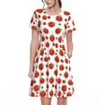 thumbnail image 1 of Easygdp Hand Drawn Tomatoes para Vestido Transpirable de Mujer, Vestido Suelto de Manga Corta con Pliegues y Bolsillos para el Verano, 1 of 6
