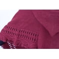 thumbnail image 2 of StylesILove Women Knitted Hooded Poncho Crochet Pattern Pullover Cardigan Soft Wrap (Burgundy), 2 of 4