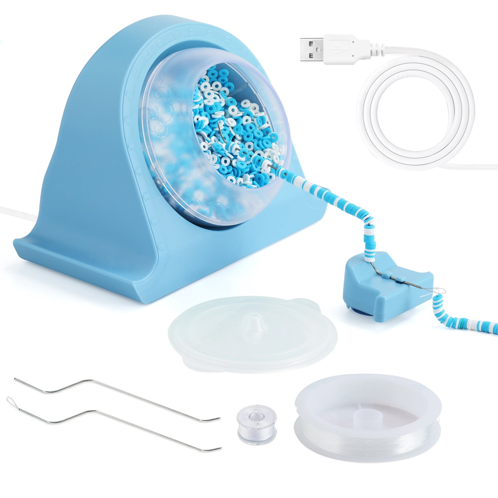 Innovative Bead Spinner Kit Electric Beads Stringing Machine Silicone Bowl with Thread Necklace Making Supplies