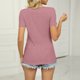 thumbnail image 4 of Tops de verano para mujer, camisa informal ajustada con cuello en V, manga corta, Color puro, diseño recortado, para fiesta, oficina, viajes, Rosa XL, 4 of 6