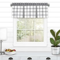 Achim Tate Plaid Light Filtering Curtain Valance, Grey, 56" x 13"