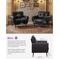 thumbnail image 2 of LAZZO Tufted Leather Accent Chair, Mid-Century Modern Upholstered Armchair for Living Room and Bedroom, Black, 2 of 8