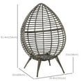thumbnail image 3 of Outsunny Rattan Chair w/ Soft Cushion Outdoor/Indoor Egg Chair, Light Grey, 3 of 9