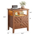 thumbnail image 2 of Led night stand - 2 almacenamiento cajones, stable madera legs, rural style v-shaped design y abiertos almacenamiento estante - rustic madera bedside mesa dormitorio y sala estar (1 piece, brown), 2 of 7