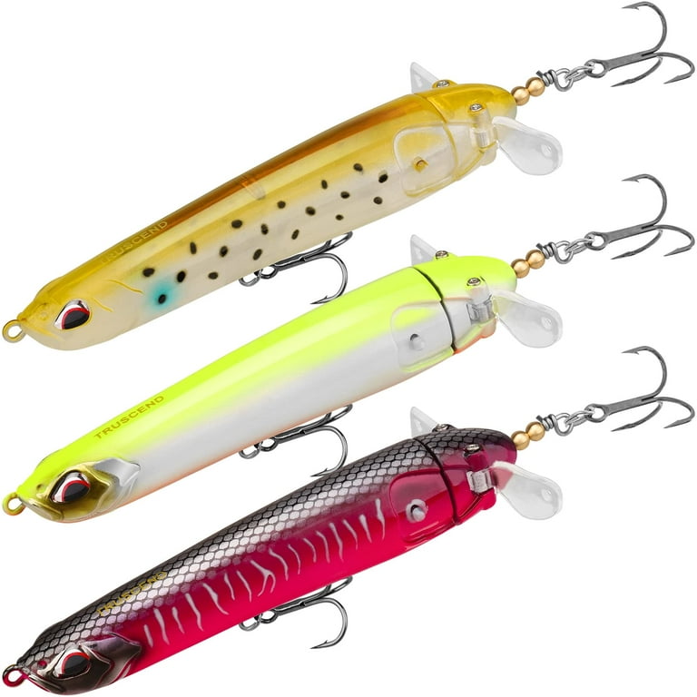 Topwater Fishing Lures with BKK Hooks, Plopper Fishing Lure for Bass Catfish  Pike Perch, Floating Minnow Bass Bait with Propeller Tail, Top Water Pencil  Plopper Lures Freshwater or Saltwater 