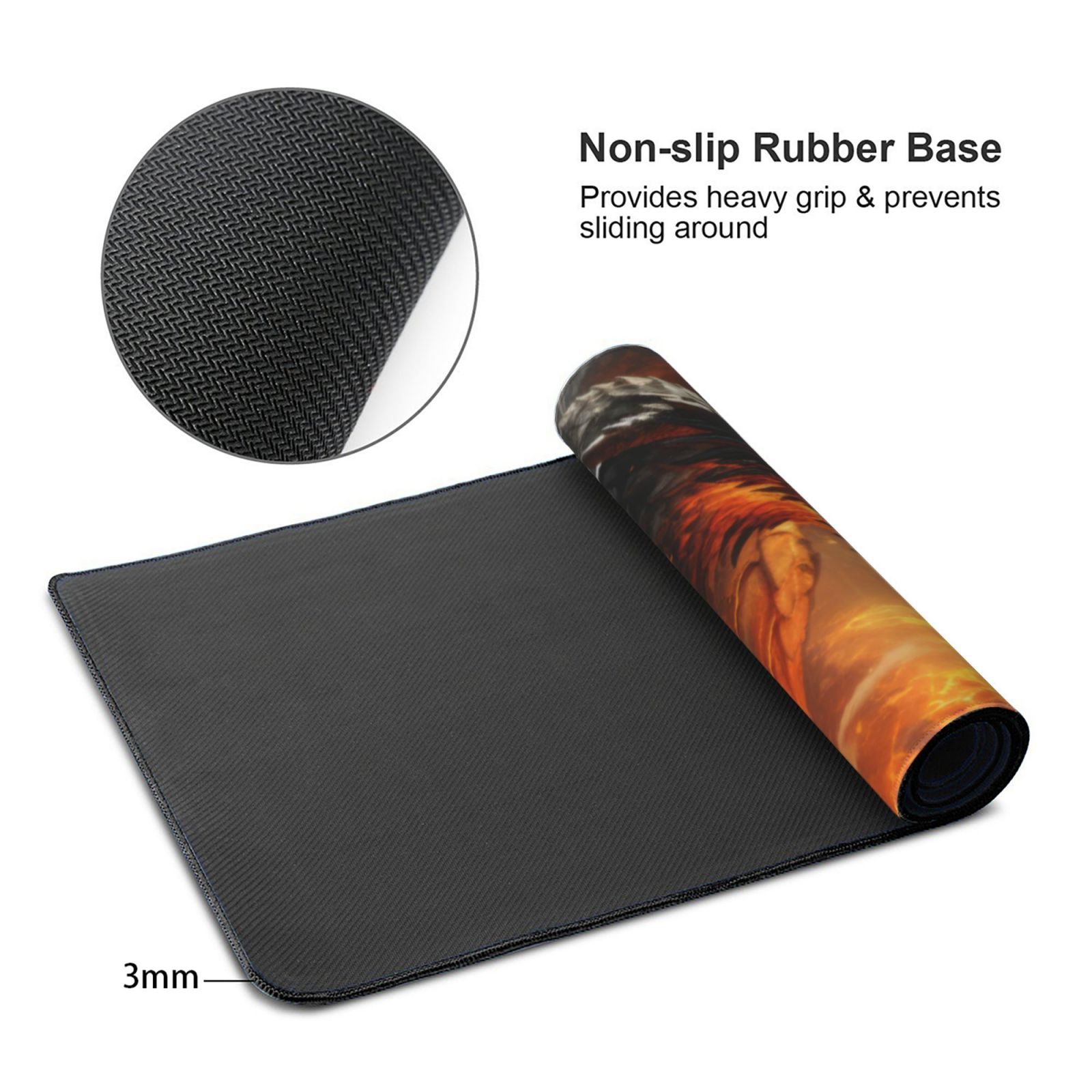 Hirioo Fiery Dragon Of Chaos for Mouse Pad ,Anti-Slip Base, Durable Stitched Edges, Perfect for Gaming, Office, and Home Use,16x35.5in