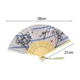 thumbnail image 6 of Kripyery Folding Hand Fan for Women Chinese Vintage Bamboo Imitation Silk Hand Held Fan with Flower Pattern And Tassel Pendant Wood Cheongsam Catwalk Fan for Dance Party Props, 6 of 8