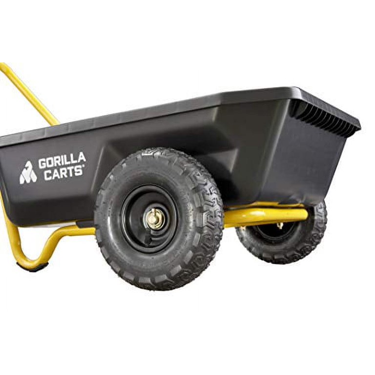 Gorilla Carts GCR-4 4 Cu. Ft, 300-pound Capacity, Poly Yard Cart,  Black/Yellow