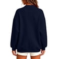 thumbnail image 5 of XPMWRP Women's Oversized Open Front Fleece Cardigan, V-Neck Long Sleeve Coat with Pockets, Casual Lounge Outerwear Navy XXL, 5 of 7
