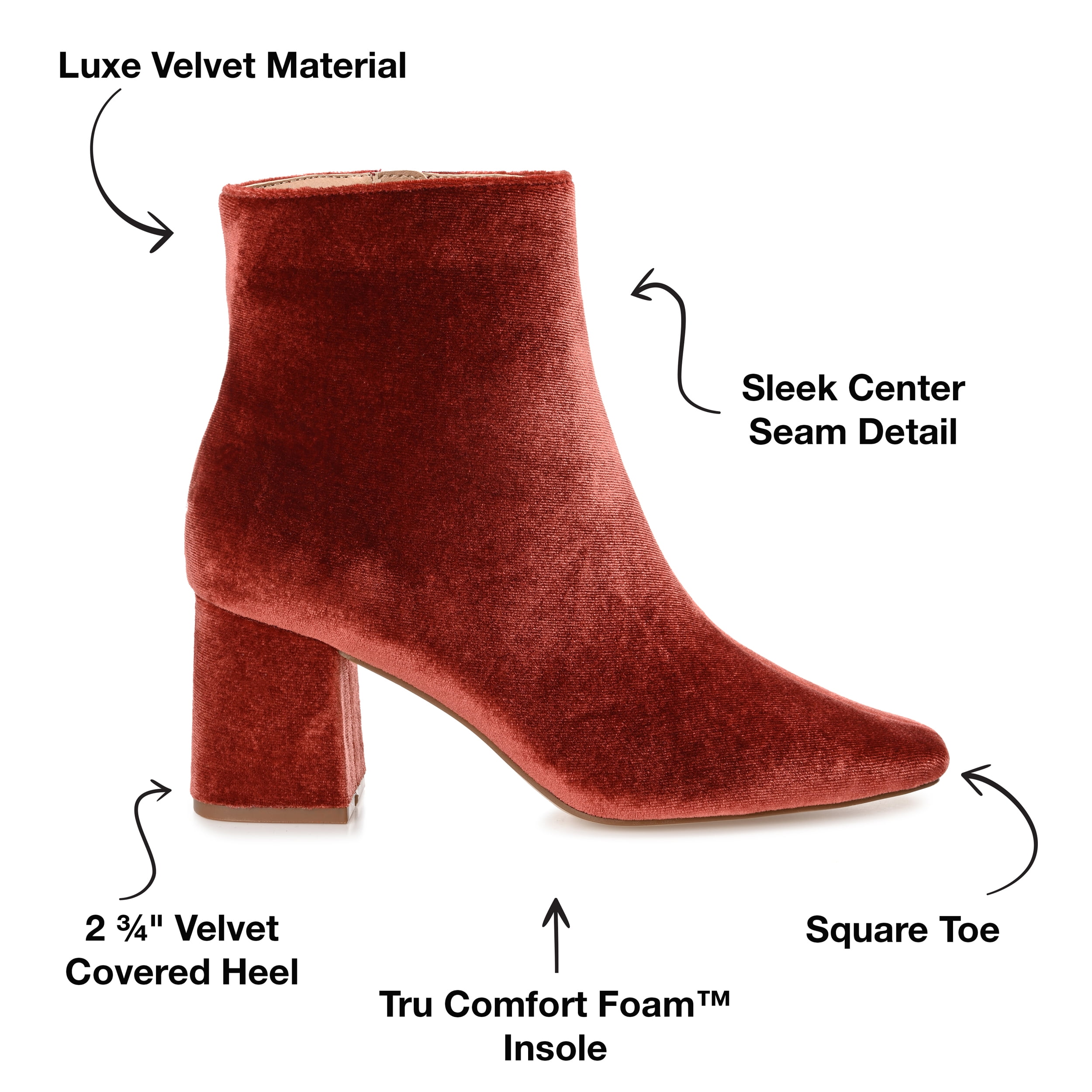 Journee Womens Hazara Square Toe Block Heel Ankle Booties, Widths Available