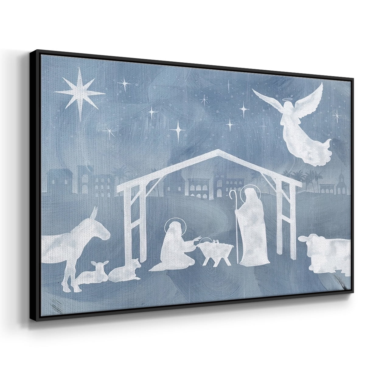 Star of Bethlehem Collection A - Framed Gallery Wrapped Holiday Canvas - 25 x 37 - Black Frame