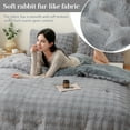 thumbnail image 6 of WOOW DEPOT Thick Faux Rabbit Fur Queen Comforter Fleece Reversible 1 PCS, 8.8 LBS Heavy Warm Cozy, Velvet Quilted Craft Blanket Machine Washable, Gray, 6 of 8