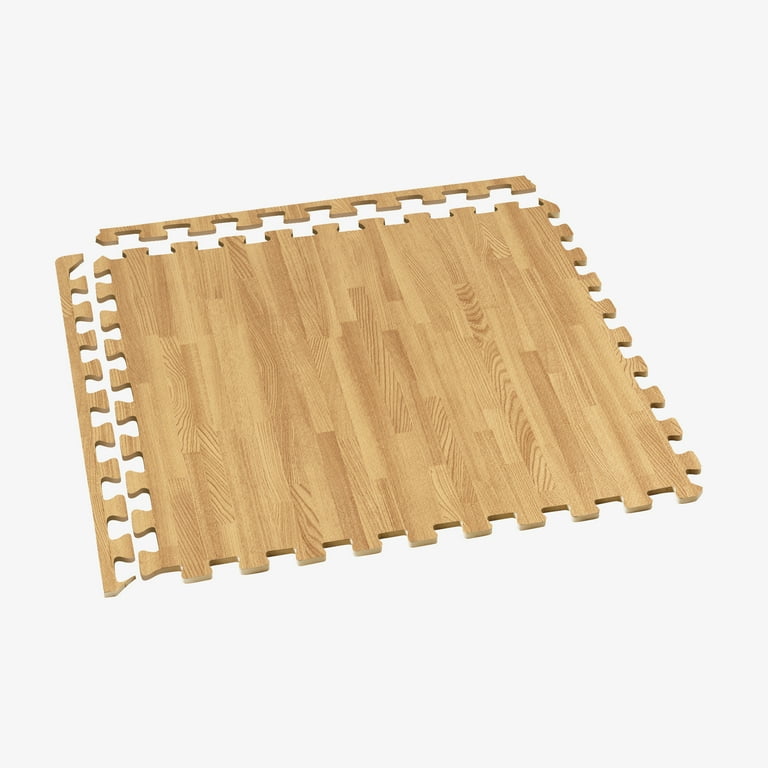 Light Oak Wood Grain Interlocking EVA Foam Floor Mats (100 Sq. Ft