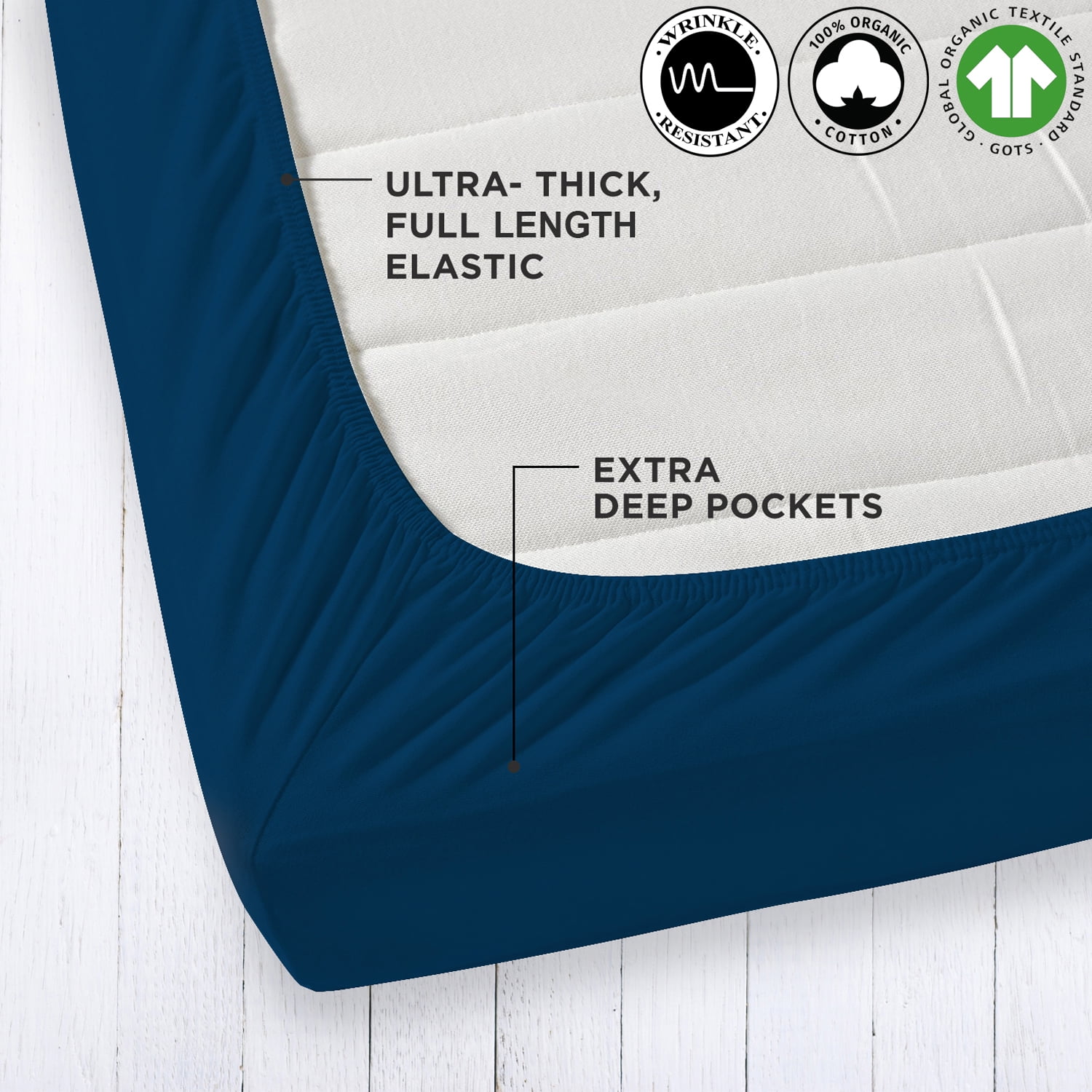 Details about   Luxurious Sateen 800TC 100% Organic Cotton Fitted Sheet 15 Inch Deep Pocket 