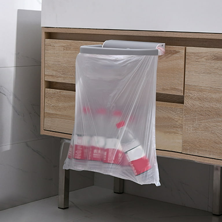 Yesbay Storage Box Punch-free Wall Mount PP Garbage Bag Storage Case for  Kitchen,Grey 
