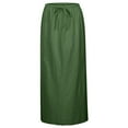 thumbnail image 4 of MIXUE Skirts For Women Summer Linen Solid Color Elastic Waist Drawstring A Line Boho Maxi Skirt Streetwear,Green,XL, 4 of 8
