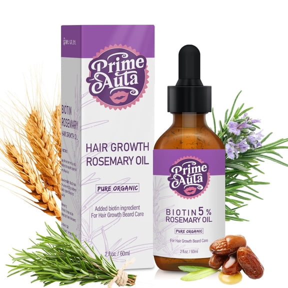PrimeAuta Rosemary Oil with 5% Biotin for Hair, Scalp & Beard, Nourishing Hair Oil for Dry Scalp, 2 fl oz