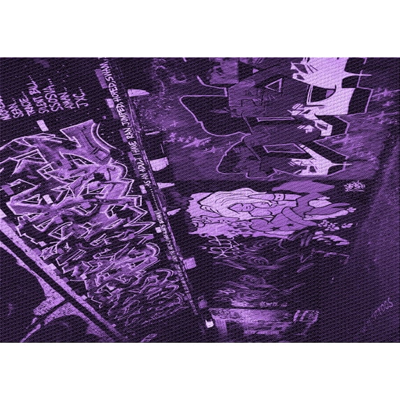 Ahgly Company Machine Washable Indoor Rectangle Transitional Deep Purple Area Rugs, 7' x 9'