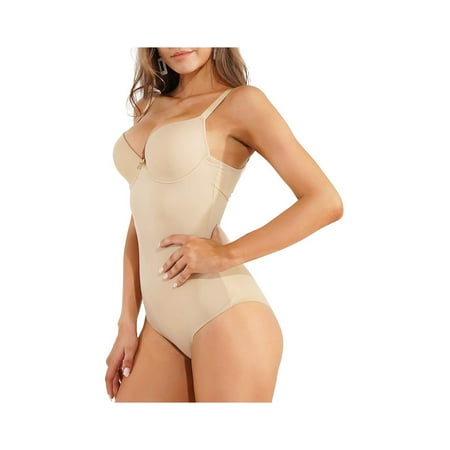 

Junlan Bodysuit Shapewear for Women Tummy Tuck Slim Body Shaper Waist Trainer Sexy V Neck Jumpsuits with Built-in Bra