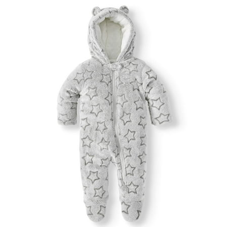 Bear Ear Fleece Plush Snowsuit Pram (Baby Boys)