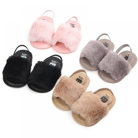 

Cute Newborn Baby Girl Plush Soft Sole Crib Shoes Faux Fur Slippers First Walkers Toddler Shoes Anti-Slip