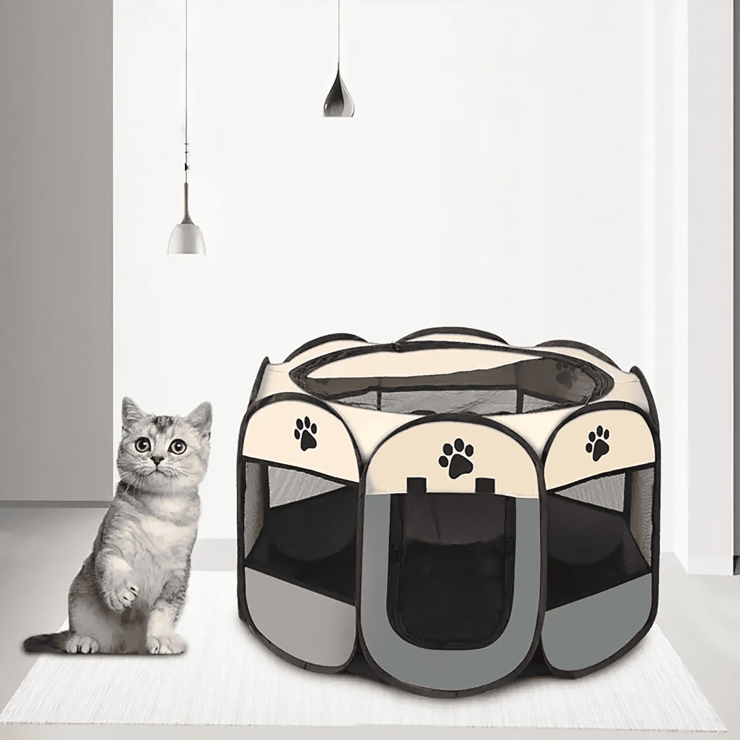 Asunby Foldable Pop-Up Dog Playpen with Removable Zipper, Portable Pet Tent for Small Dogs and Cats, Travel Crate