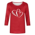 thumbnail image 2 of 3/4 Length Sleeve Tops for Women Cute Hearts Printed Valentines Day Holiday Tees Long Sleeve Crewneck T-shirts (XL, Red #D), 2 of 5