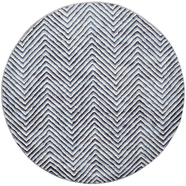 Safavieh Soho 6' Round Hand Tufted Wool Rug in Ivory and Navy