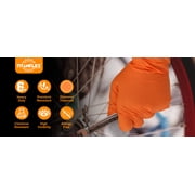 TitanFlex Heavy Duty Orange Nitrile Gloves, 6 Mil, Large, Industrial Raised Diamond Texture, Work Gloves Disposable Latex Free, Powder Free, Chemical Resistant, Mechanic Gloves(Box of 100)