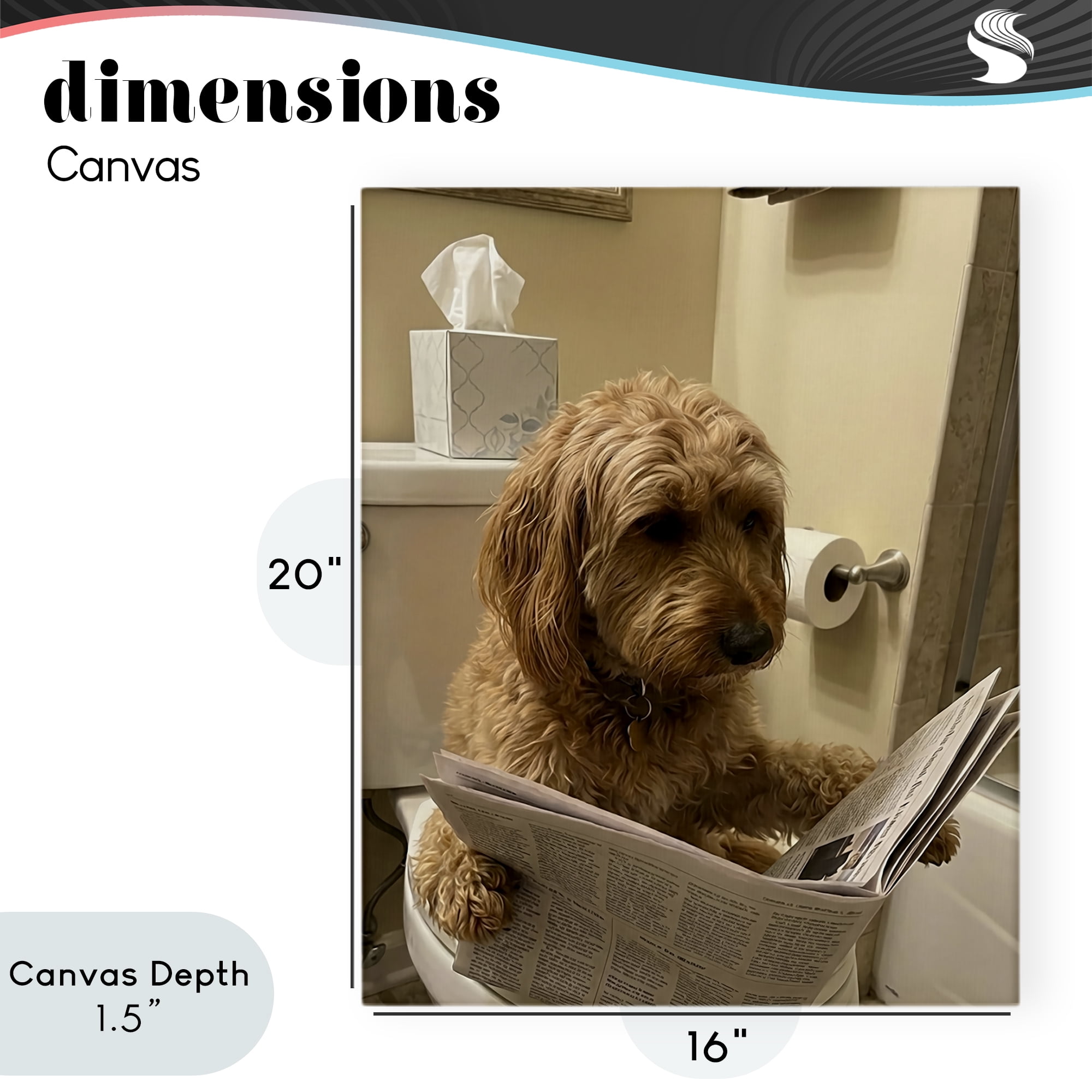 Stupell Industries Dog & Paper on Toilet Canvas Wall Art, design by Abigail Walker