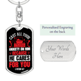 thumbnail image 2 of Cast All Anxiety 1 Peter 5:7 Stainless Steel or 18k Gold Premium Swivel Dog Tag Keychain, 2 of 10