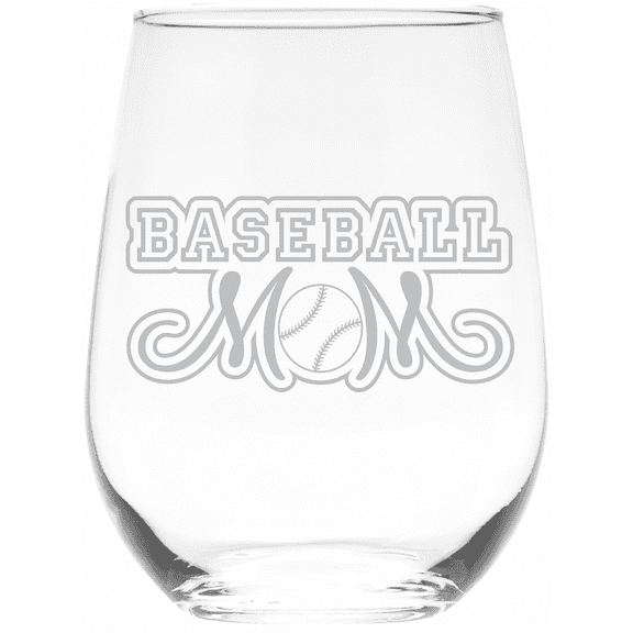 C&M Personal Gifts 17 oz. Baseball Mom Stemless Wine Glass