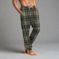 thumbnail image 4 of Wutalume Men's Drawstring Pocket Cuffed Casual Pants with Checkered Print, Comfortable Home Sleep Pants for Everyday Wear and Relaxation,Army Green L, 4 of 7