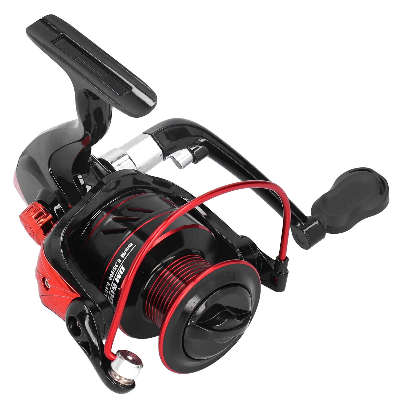 Rupoun Metal Spinning Reel Spool Sea Rod Lure Rock Fishing Long Shot Reel Accessory Black Red DM6000 Ambidextrous 5.2:1 Gear Ratio Heavy Duty Freshwater Saltwater