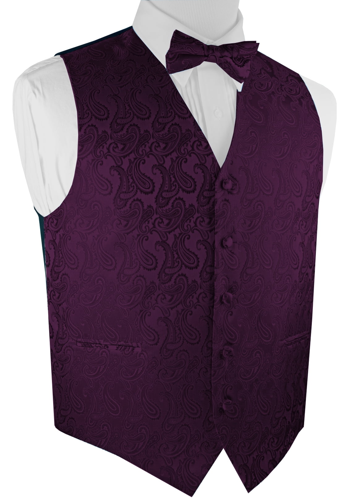Italian Design, Men's Tuxedo Vest, Bow-tie - Sangria Paisley - Walmart.com