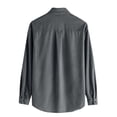 thumbnail image 5 of Spring Tops for Women Mens Shirts with Pockets Men Casual Turndown Long Sleeve Solid Pocket Cardigan Button Down Shirt, 5 of 5