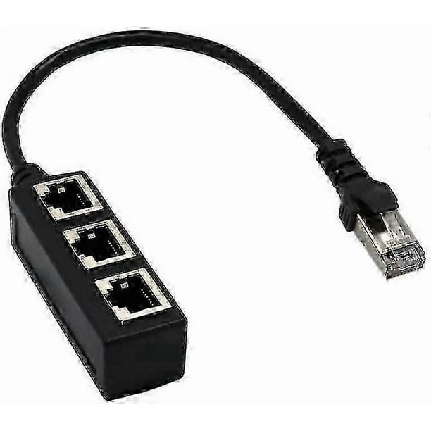 Network 1 to 3 Port Ethernet Adapter Cable - Splitter for Ethernet One-to-Three Extension-Good