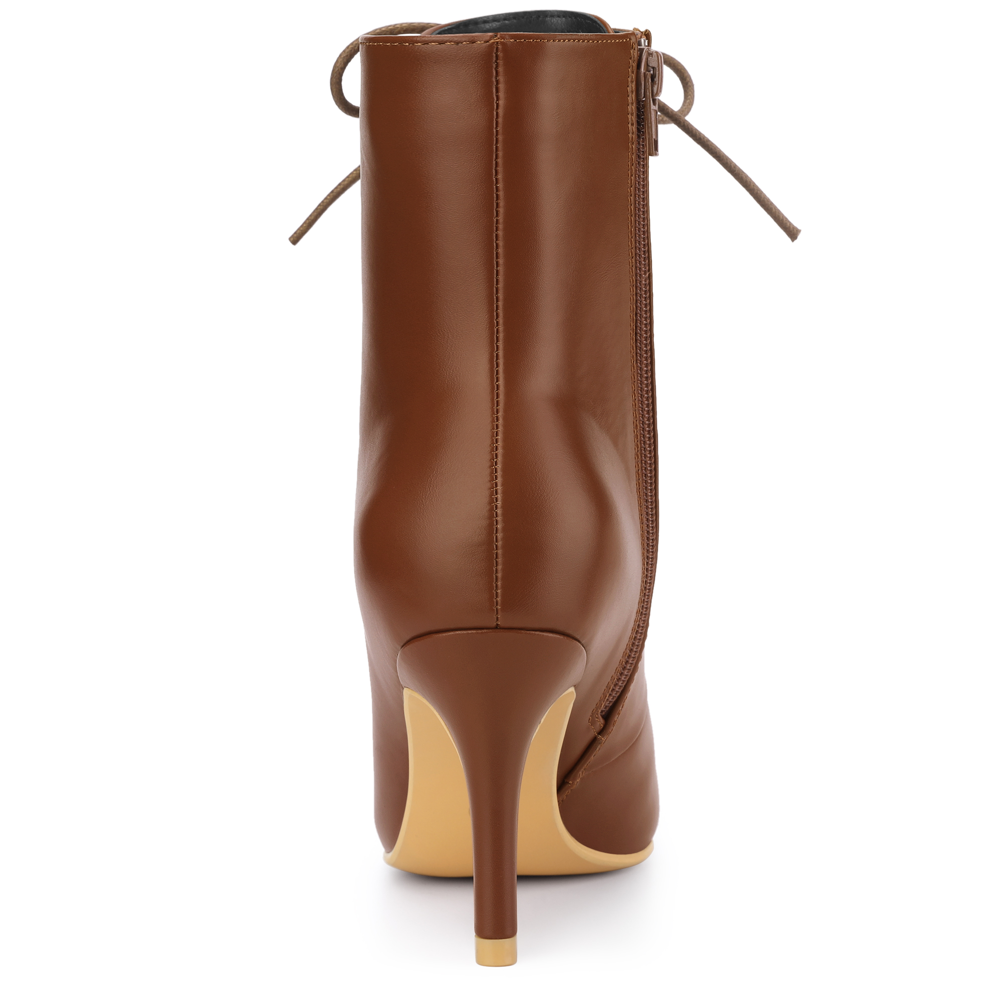 DARING DIVA Women's Stylish Pointy Toe Lace Up Stiletto Heel Ankle Boots Brown US 7