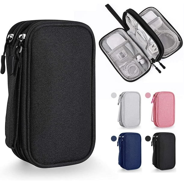 Organizador Portátil, Bolsa para Accesorios Electrónicos Accesorios de electrónica Estuches Bolsa de Viaje Universal para Discos Duros, Cables USB, Auriculares, Móviles, Cargadores (Negro)