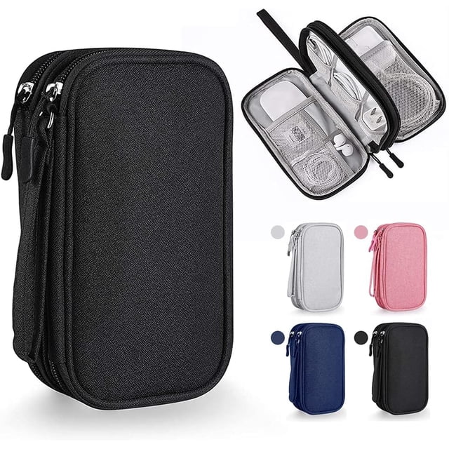 Organizador Portátil, Bolsa para Accesorios Electrónicos Accesorios de electrónica Estuches Bolsa de Viaje Universal para Discos Duros, Cables USB, Auriculares, Móviles, Cargadores (Negro)