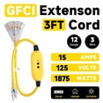 thumbnail image 2 of Cable de extensión EP, 3 pies, iluminado, GFCI, 3 salidas, 15 A, 125 V, certificado UL, 2 of 7