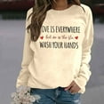 thumbnail image 2 of Women Crew Neck Pullover Zip up Hoodie Women Lightweight Women's Fashion Casual Solid Color Loose Long Sleeve Letter Print Round Neck Hoodie Xxl, 2 of 5
